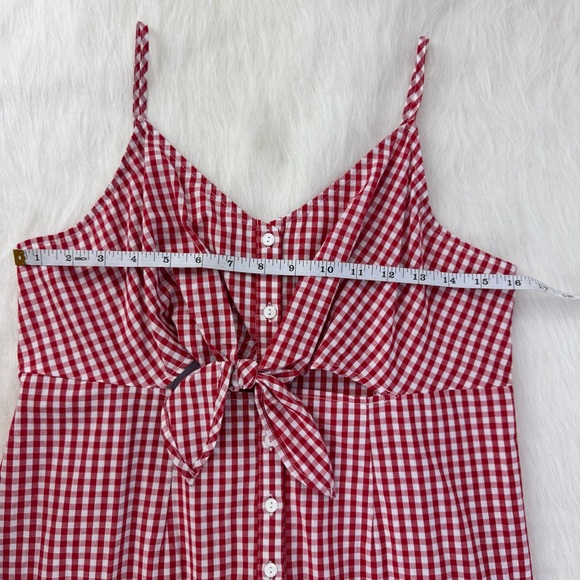 Soprano Red & White Gingham Cotton Sun Dress Size Large NWT Tie Front Cutout - Picture 10 of 15
